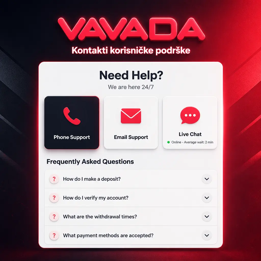 Kontakti korisničke podrške Vavada – live chat, email, Telegram i sekcija Pomoć za pitanja o depozitima i isplatama