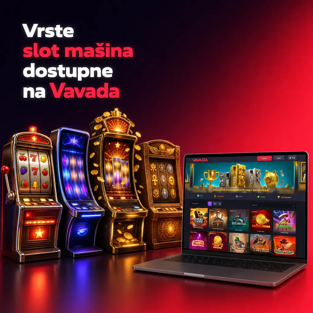 Prikaz vrsta slot mašina na Vavada kazinu: klasični, video, jekpot, Megaways i crash igre.